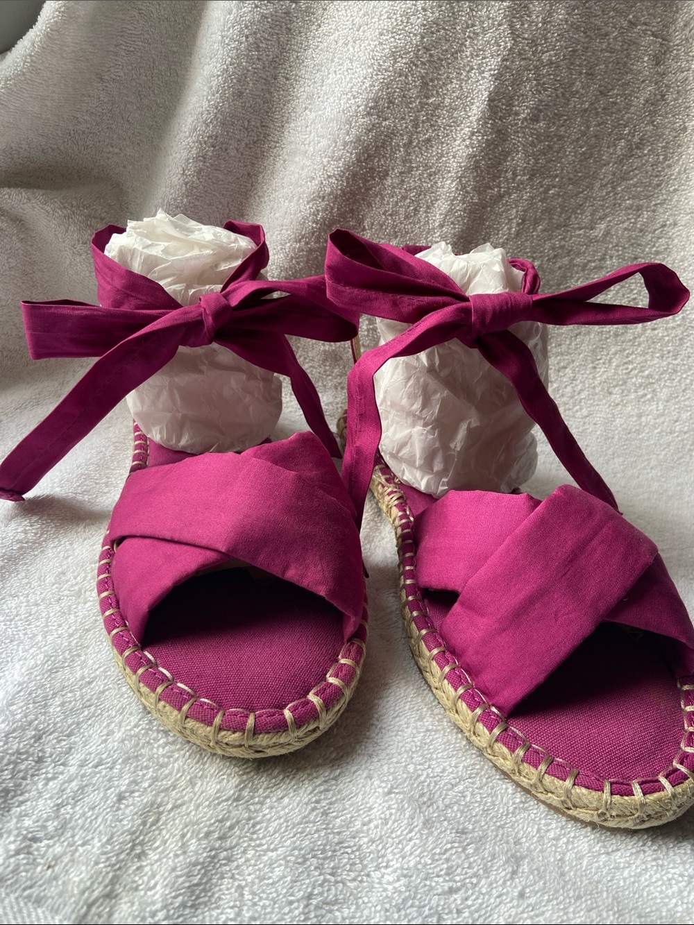 Serra Women’s Fuchsia Ankle-Tie Espadrille Jute Sole Sandals Size 8 - Picture 8 of 10